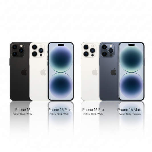 Apple iPhone 16, 16 Plus, 16 Pro, and 16 Pro Max in multiple colors